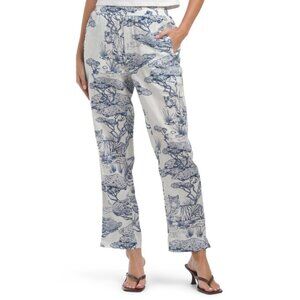 LAS SURENAS White Linen Blend Safari Pants